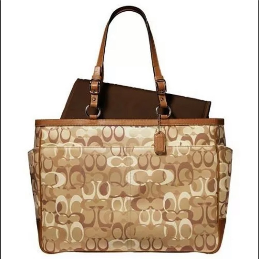 Tan and Brown Authentic Coach Diaper Bag/Large Tote